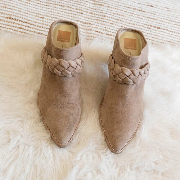 Dolce Vita Serla Sz 11 Tan Suede Pointed Toe Braided Strap Anthropologie - Picture 3 of 7